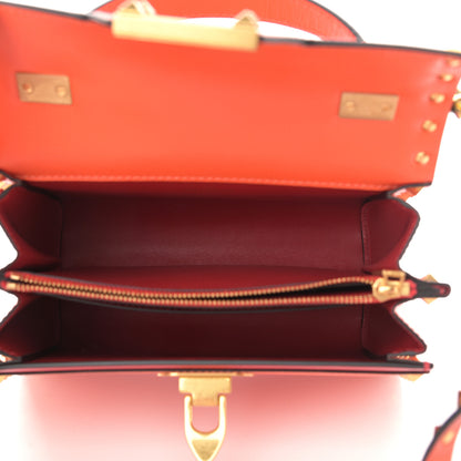 Valentino Garavani Grainy Calfskin Small Rockstud Alcove Top-Handle Flap Bag Orange 5 of 9