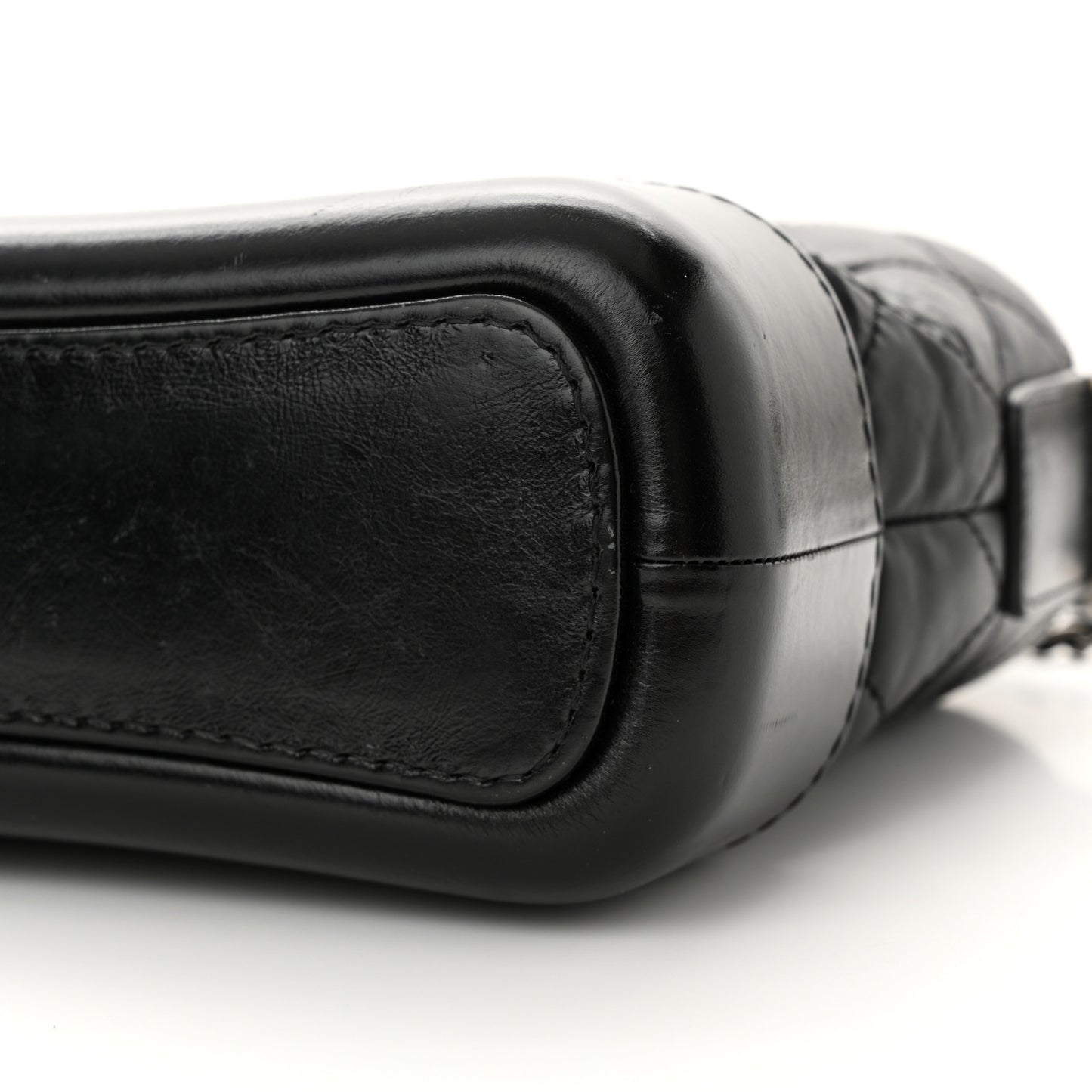 Aged Calfskin Quilted Small Gabrielle Hobo Black