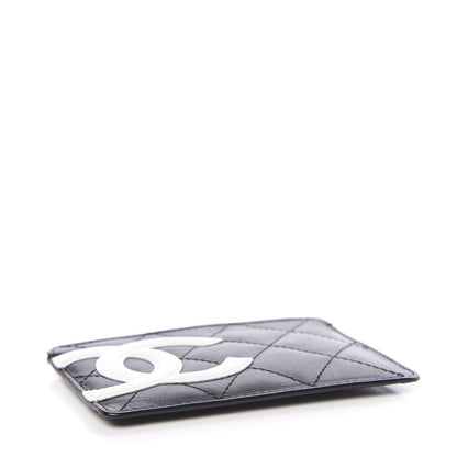 Chanel Calfskin Quilted Cambon Card Holder Black White 4 of 7