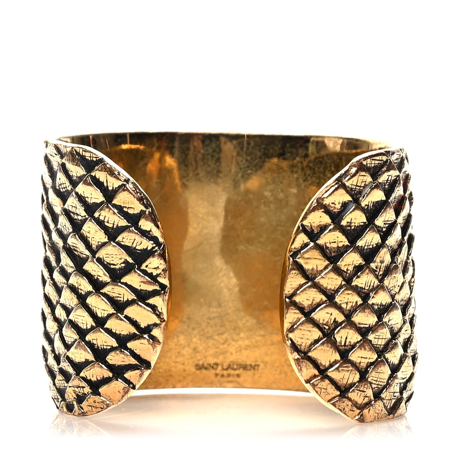 Saint Laurent Brass Snake Cuff Bracelet Gold 3 of 4