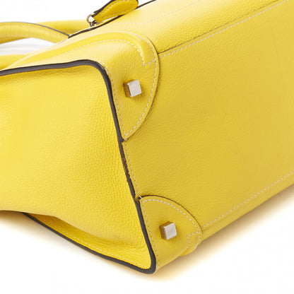 Celine Drummed Calfskin Mini Luggage Citron 6 of 9