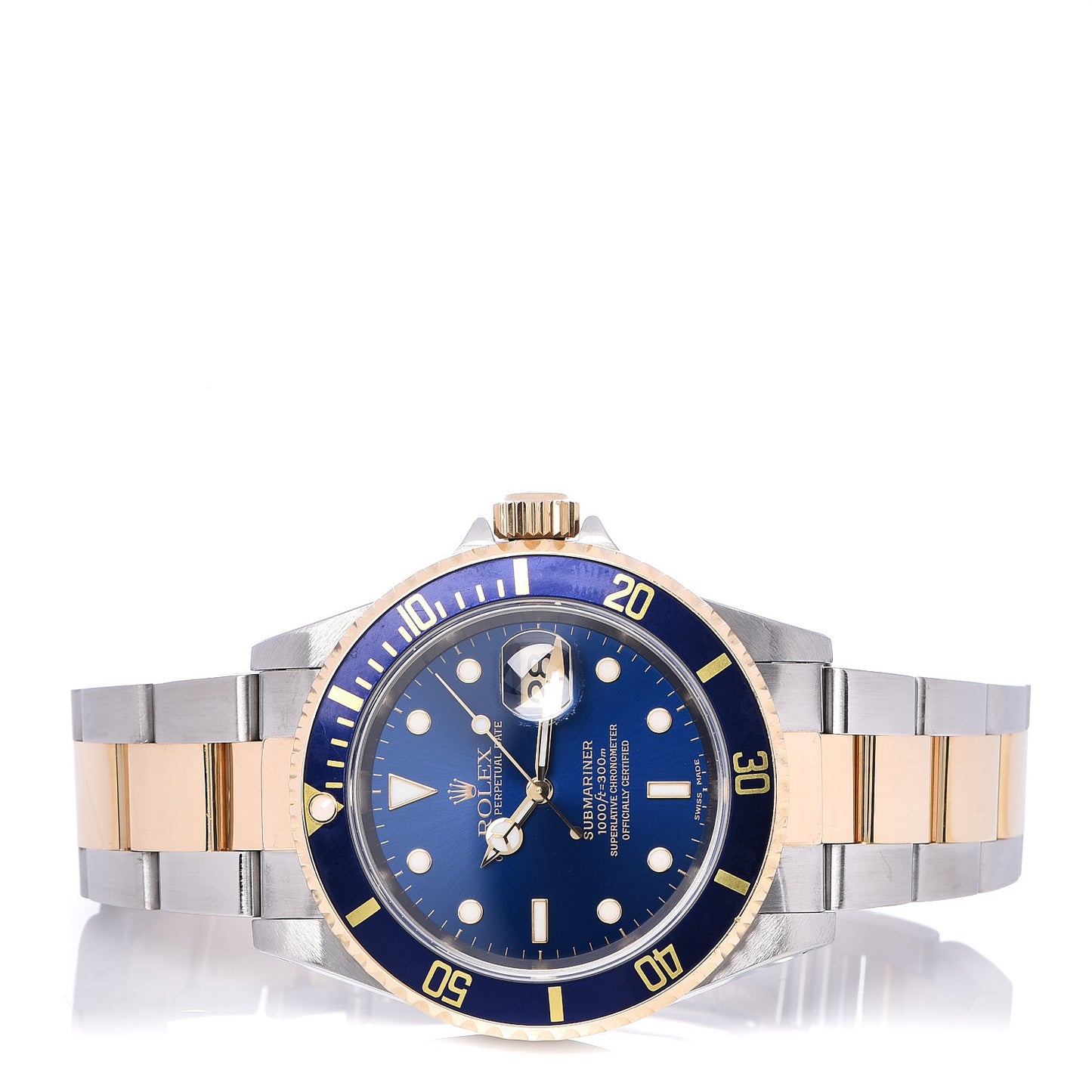 Stainless Steel 18K Yellow Gold 40mm Submariner Date Watch Royal Blue 16613