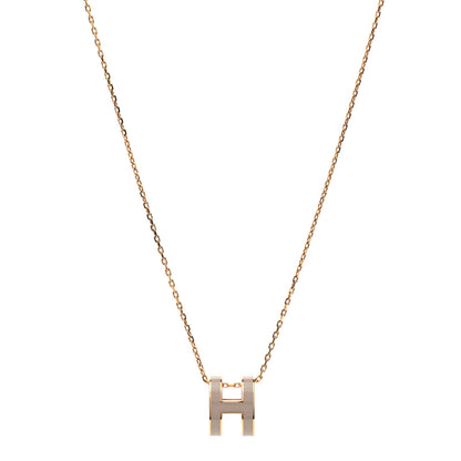Hermes Lacquered Rose Gold Pop H Pendant Necklace Marron Glace 1 of 6