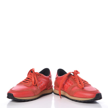 Valentino Garavani Calfskin Suede Rockstud Sneakers 36.5 Deep Orange 5 of 10