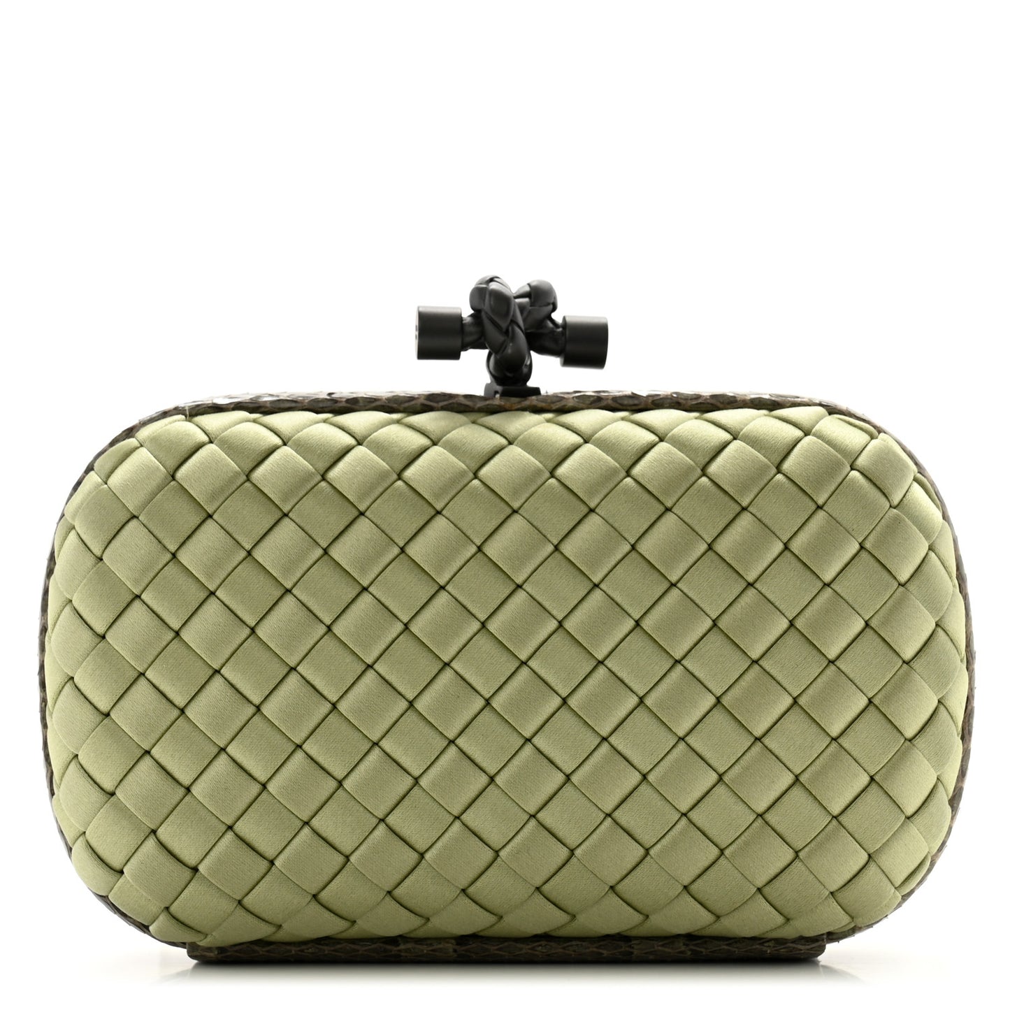 Satin Intreccio Impero Ayers Knot Clutch Green