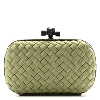 Bottega Veneta Satin Intreccio Impero Ayers Knot Clutch Green 1 of 7