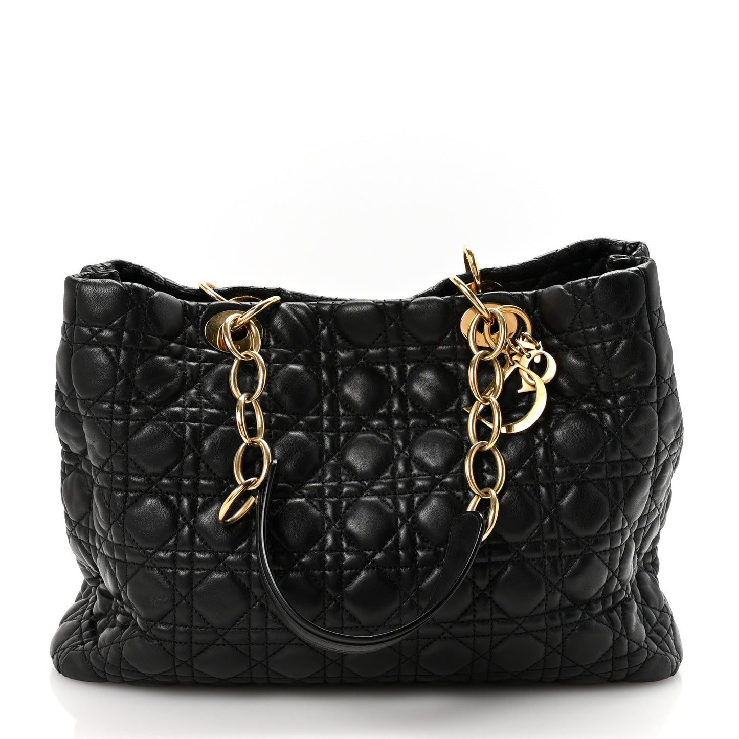 Lambskin Cannage Medium Dior Soft Shopping Tote Black