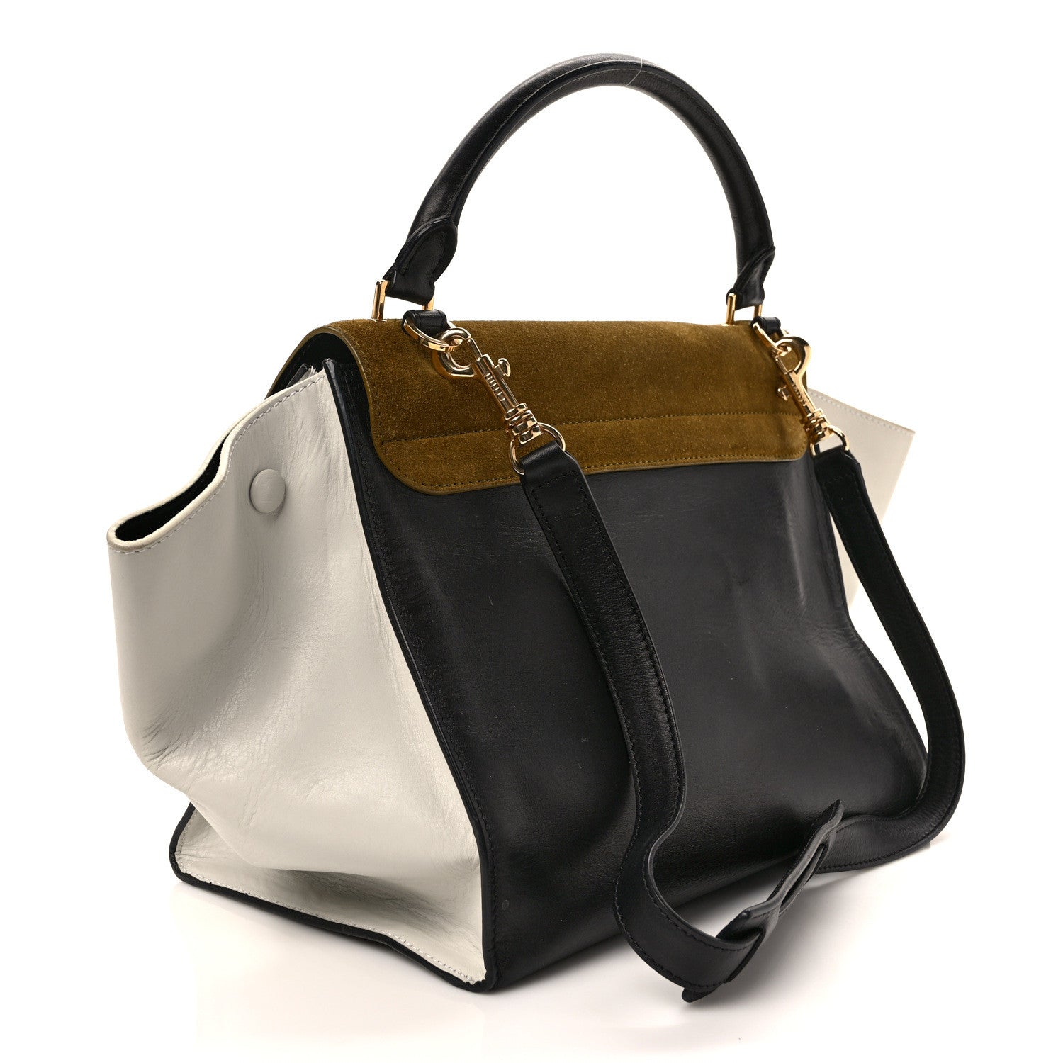 Celine Smooth Calfskin Suede Medium Tri-Color Trapeze Brown Black 3 of 8