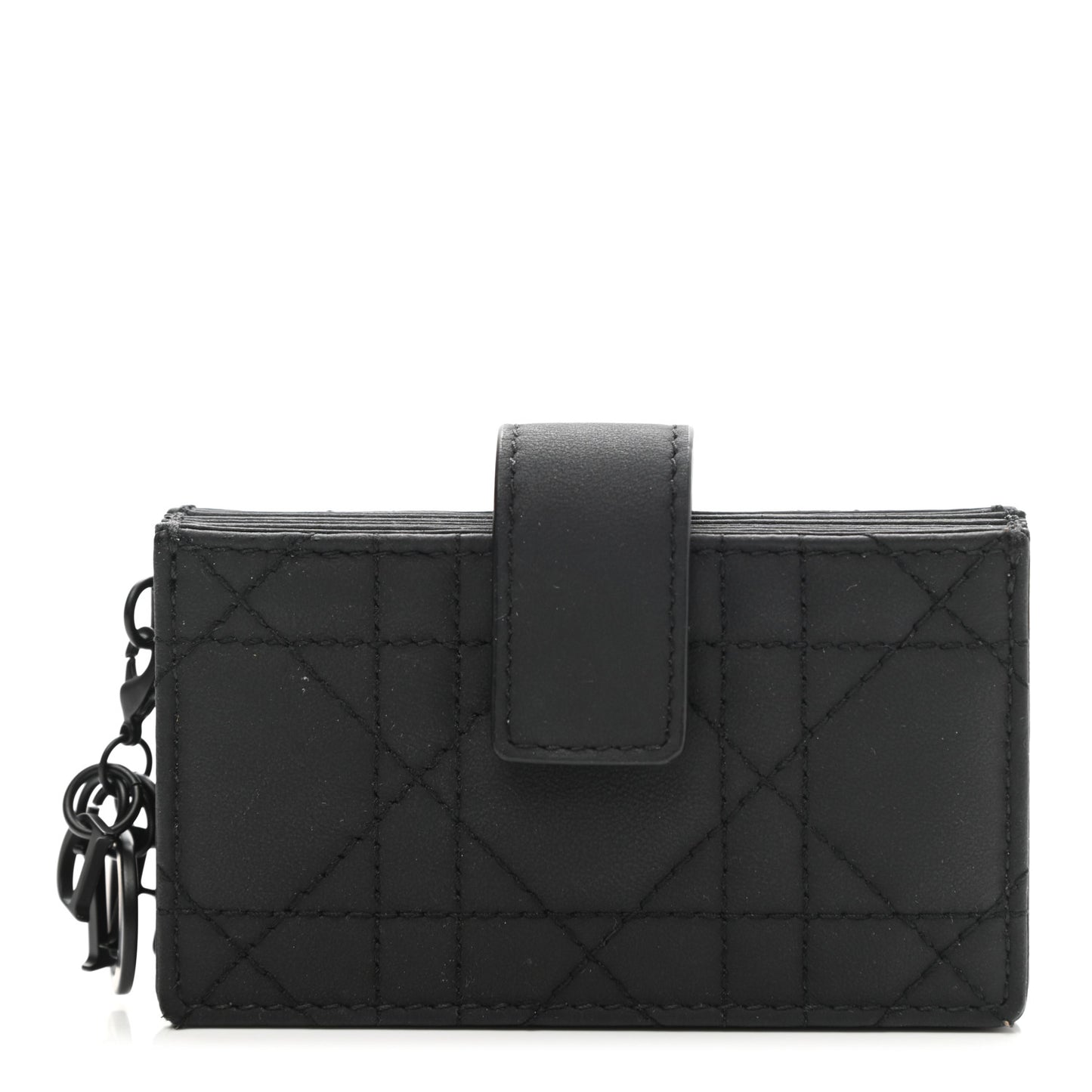 Ultra Matte Calfskin Cannage Lady Dior 5-Gusset Card Holder Black