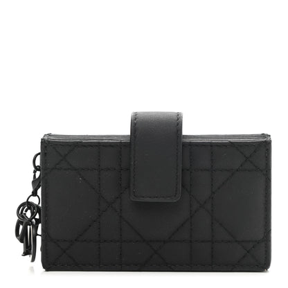 Christian Dior Ultra Matte Calfskin Cannage Lady Dior 5-Gusset Card Holder Black 1 of 7