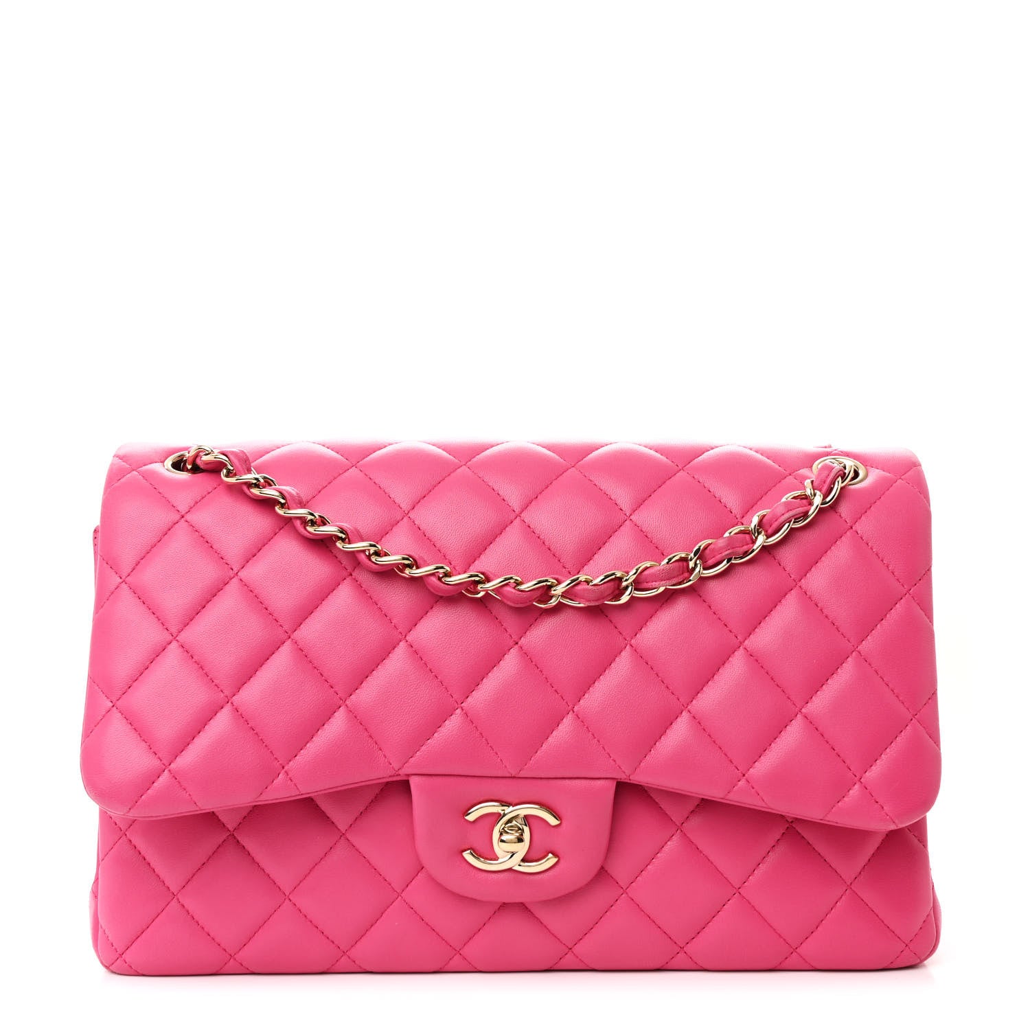 Chanel Lambskin Quilted Jumbo Double Flap Dark Pink 1 of 13