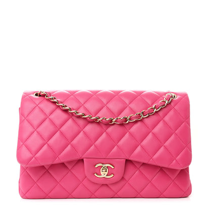 Chanel Lambskin Quilted Jumbo Double Flap Dark Pink 1 of 13
