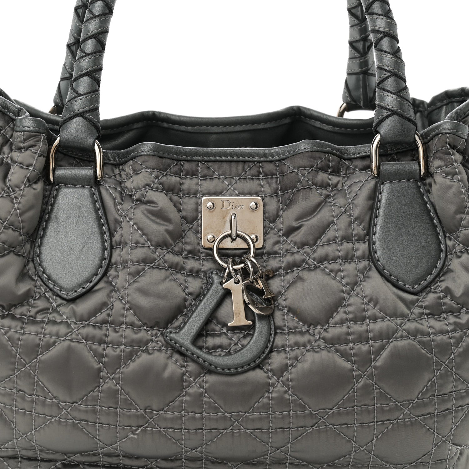 Christian Dior Nylon Cannage Tote Gray 8 of 10