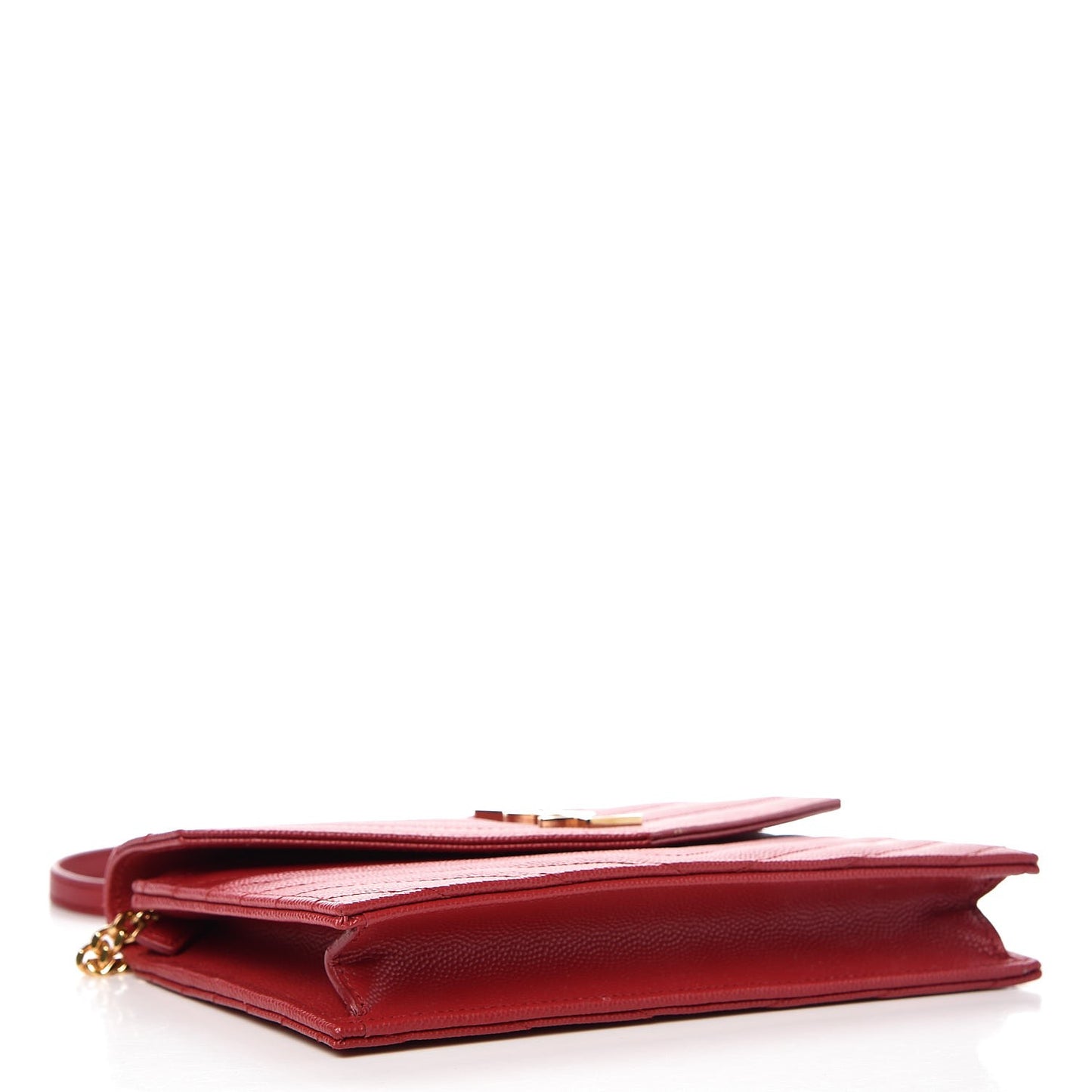 Grain De Poudre Matelasse Chevron Monogram Envelope Chain Wallet New Red