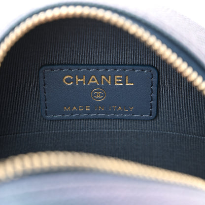 Chanel Iridescent Caviar Quilted Round Clutch With Chain Blue 6 of 10
