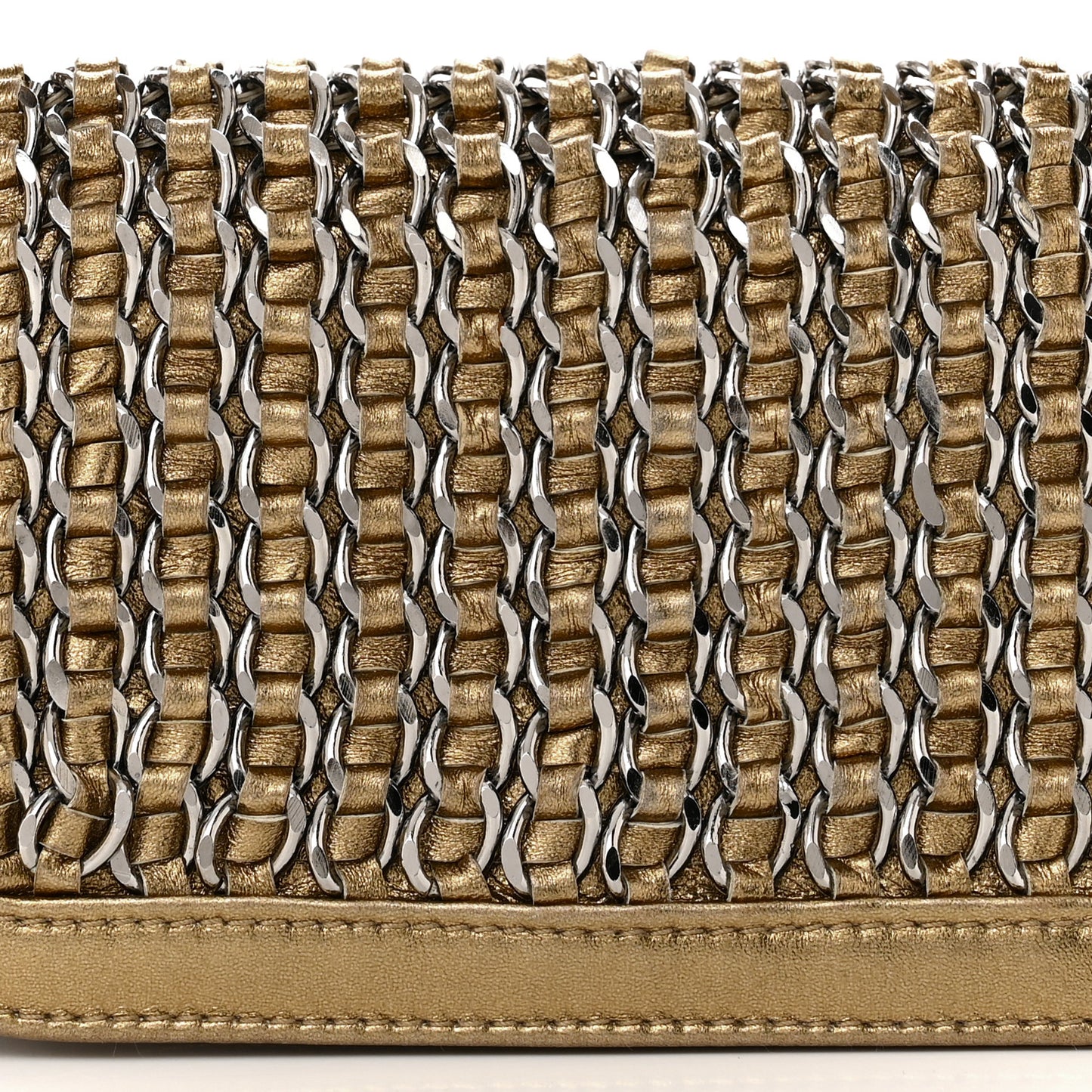 Metallic Lambskin Mini Triple Chain Flap Gold