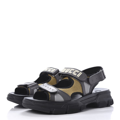Gucci X SEGA Nappa Mesh Mens Aguru Sandals 12 Loess Black 3 of 10