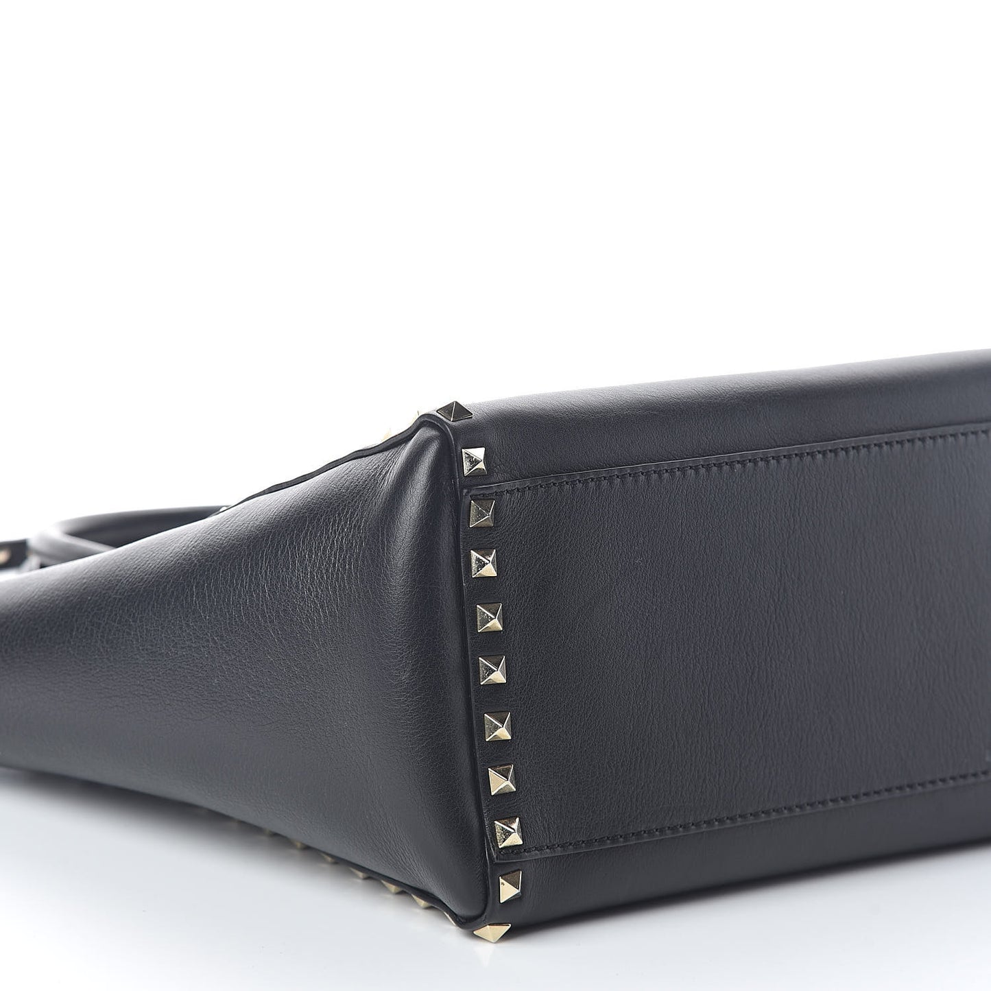 Vitello Rockstud Double Handle Tote Black
