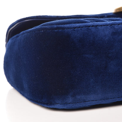 Gucci Velvet Matelasse Small GG Marmont Shoulder Bag Cobalt Blue 8 of 9