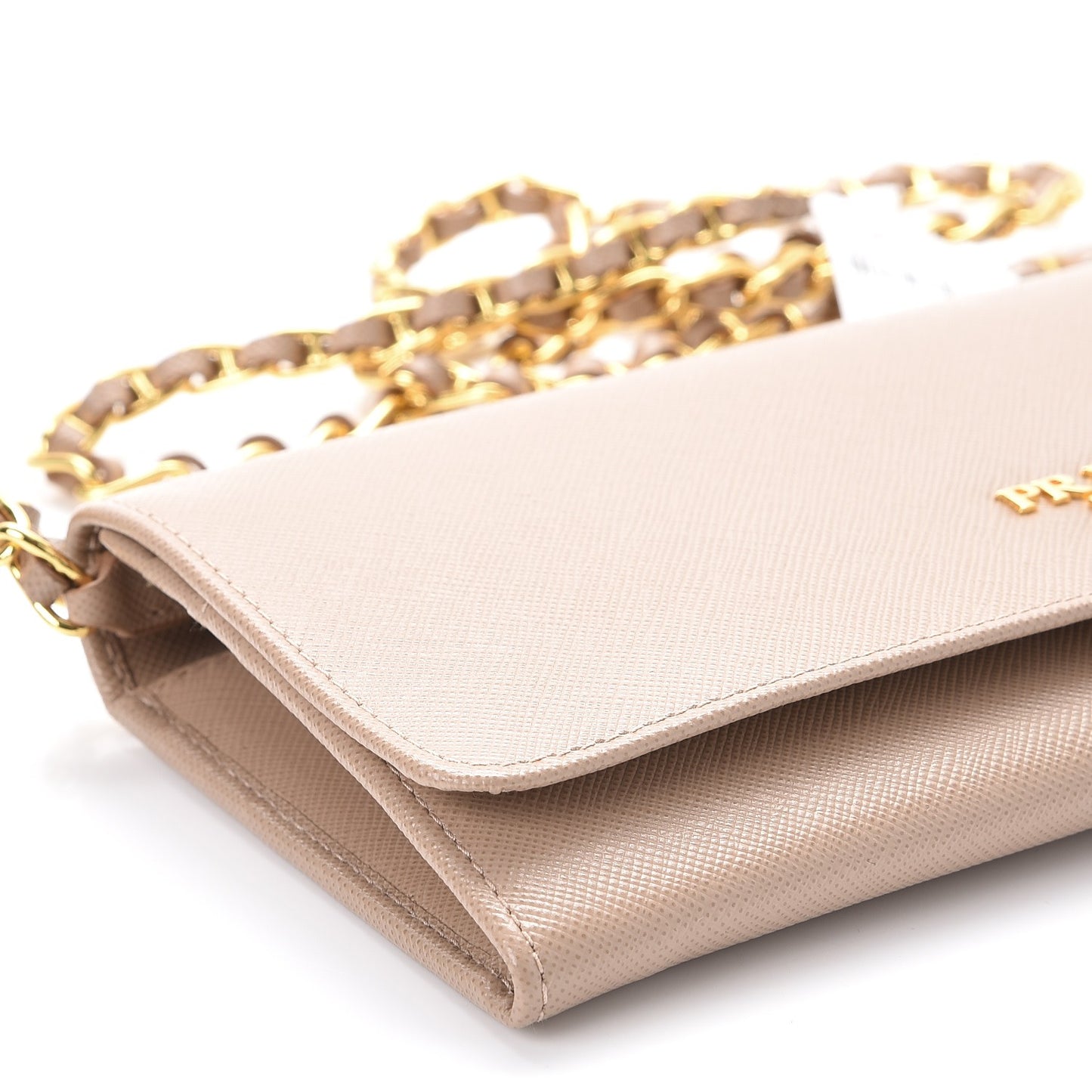 Saffiano Metal Oro Chain Wallet Cammeo