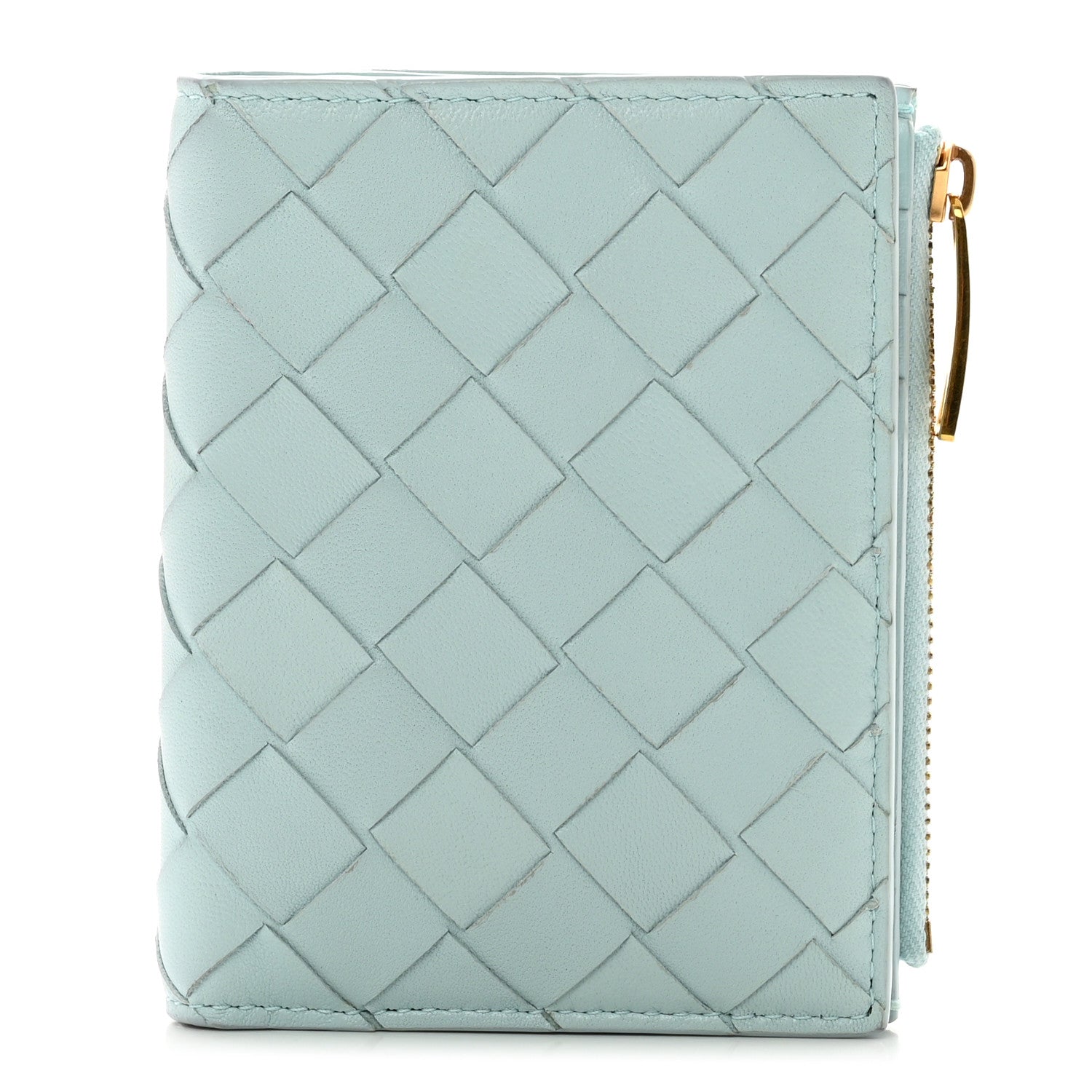 Bottega Veneta Nappa Intrecciato Bifold Zip Wallet Teal Washed 1 of 8