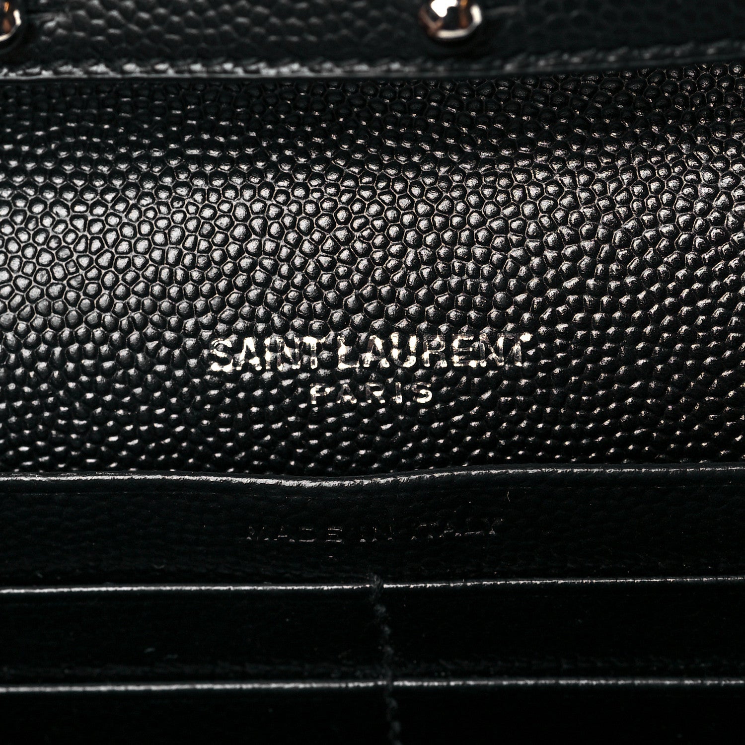 Saint Laurent Grain De Poudre Matelasse Chevron Monogram Chain Wallet Black 6 of 10