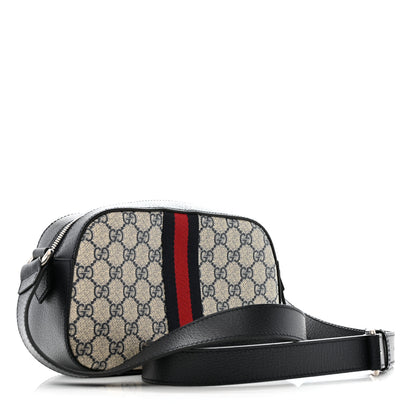 Gucci GG Supreme Monogram Textured Dollar Calfskin Web Small Ophidia Camera Bag Beige Blue 3 of 12