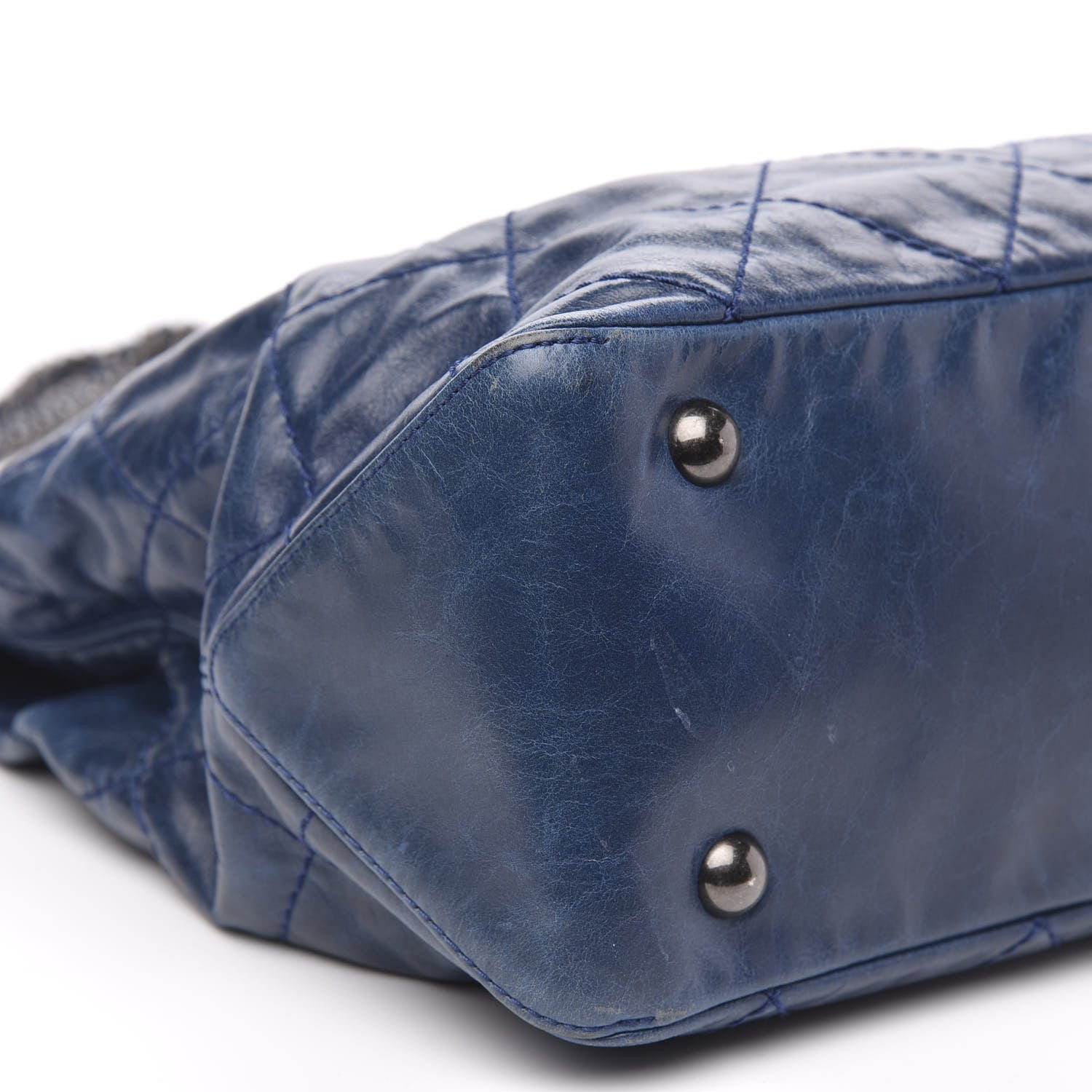 Chanel Aged Calfskin Quilted Coco Supple Hobo Blue 8 of 14