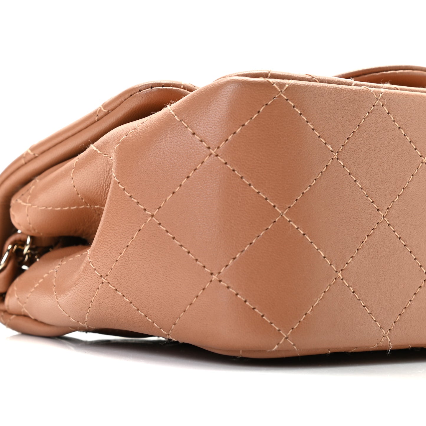 Lambskin Quilted Mini Square Flap Brown