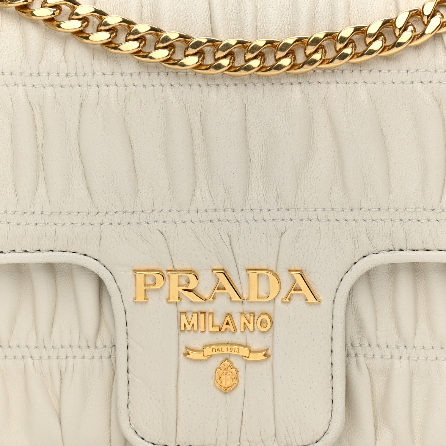 Prada Nappa Gaufre Medium Chain Flap Shoulder Bag White 7 of 11