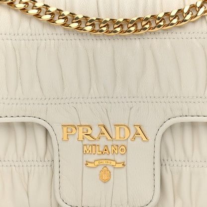 Prada Nappa Gaufre Medium Chain Flap Shoulder Bag White 7 of 11