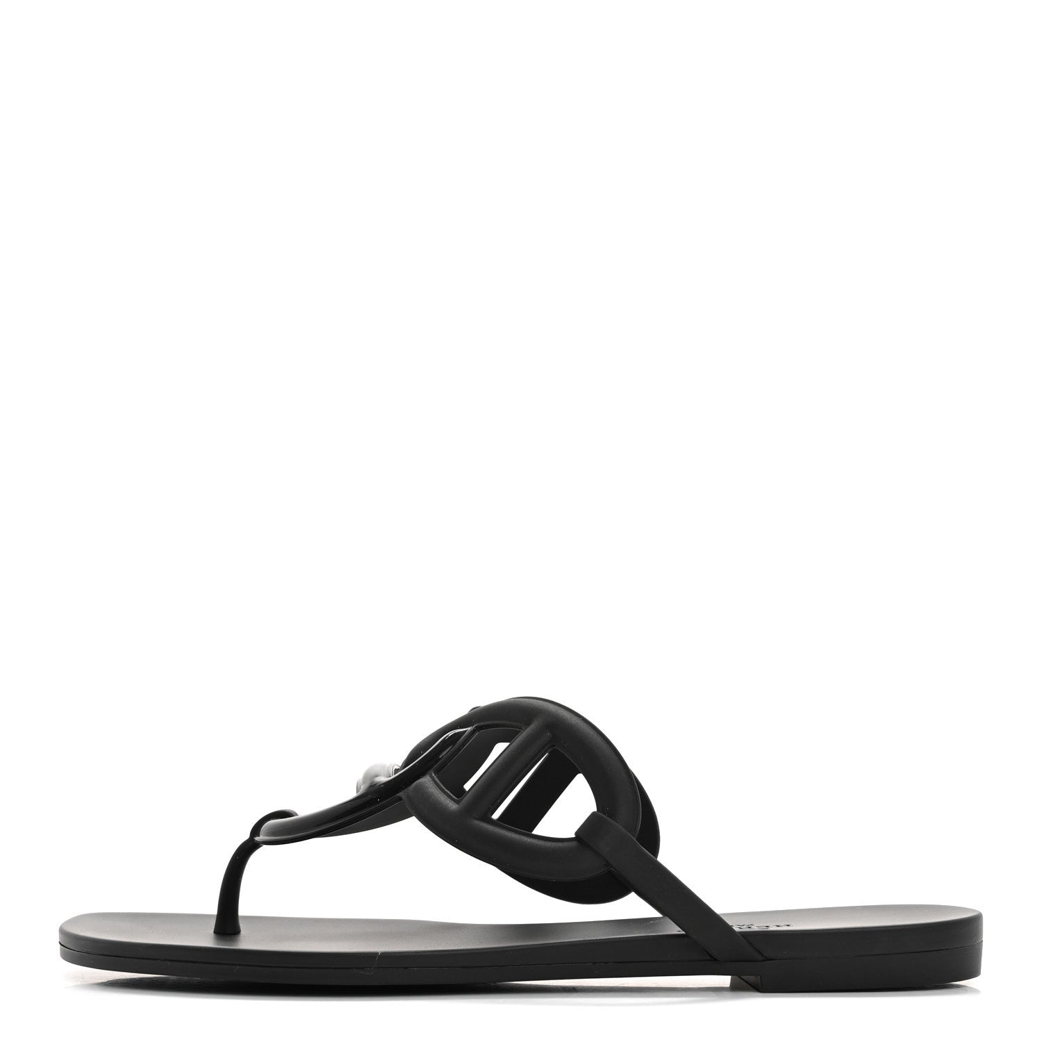 Hermes Rubber Womens Egerie Sandals 38 Black 1 of 8