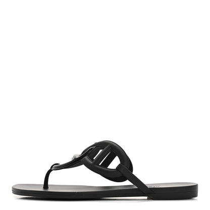Hermes Rubber Womens Egerie Sandals 38 Black 1 of 8