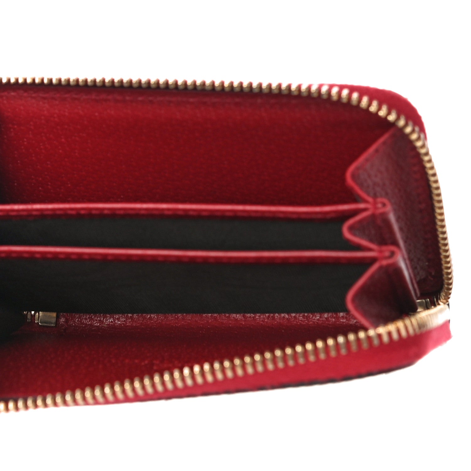 Gucci GG Supreme Monogram Tian Zip Around Card Case Wallet Beige Multicolor Red 5 of 10