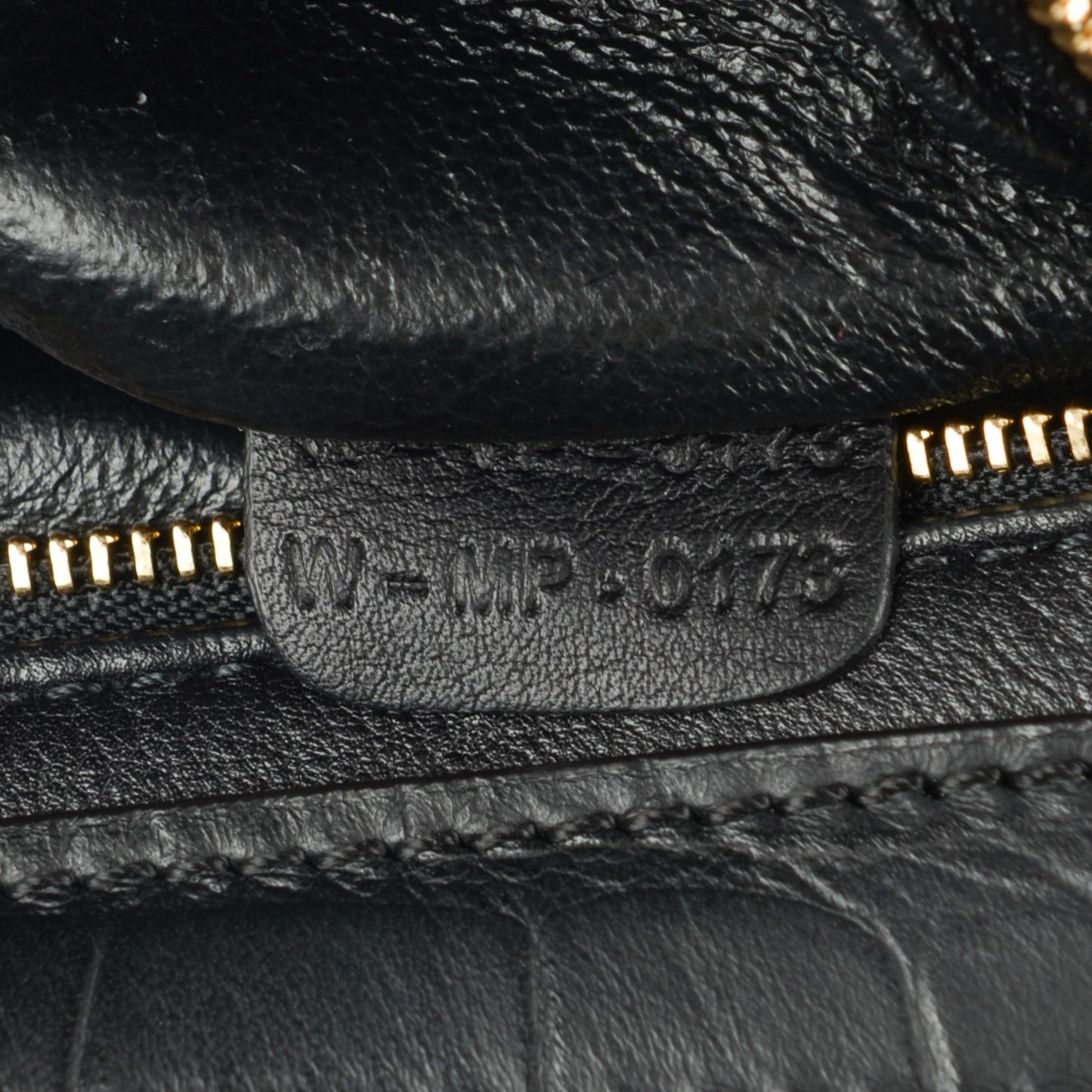 Crocodile Embossed Calfskin Suede Medium Trapeze Black