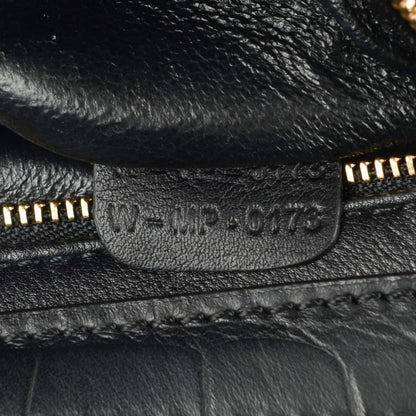 Celine Crocodile Embossed Calfskin Suede Medium Trapeze Black 7 of 10