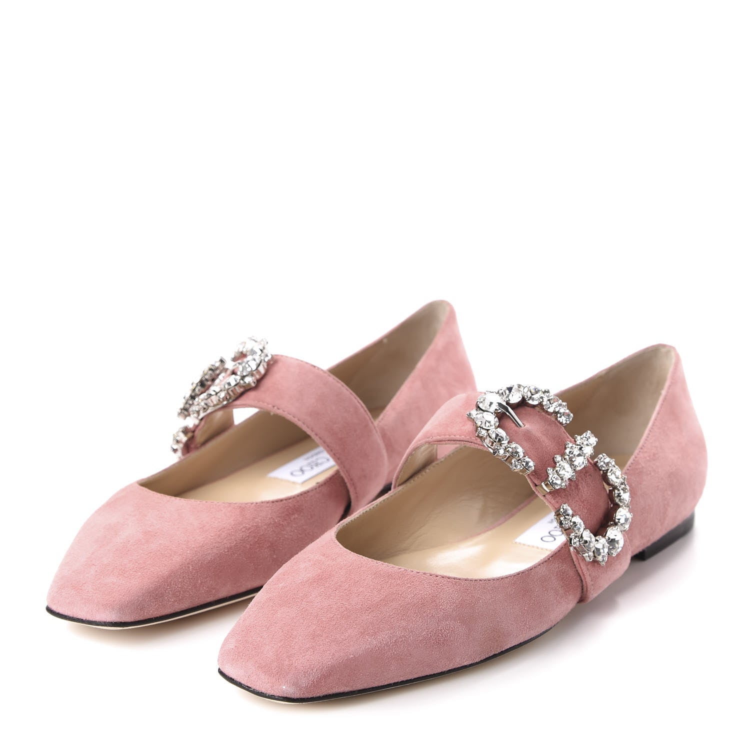 Jimmy Choo Suede Crystal Goodwin Ballerina Flats 36 Candyfloss 3 of 8