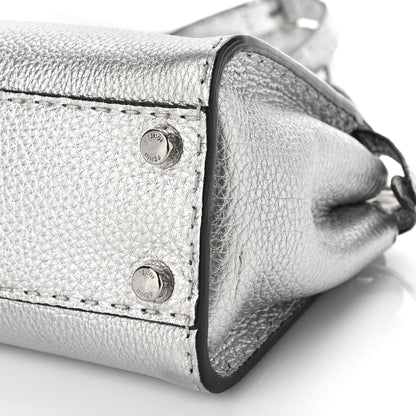 Fendi Cuoio Romano Lux Selleria Mini Peekaboo Iconic Satchel Argento 9 of 9