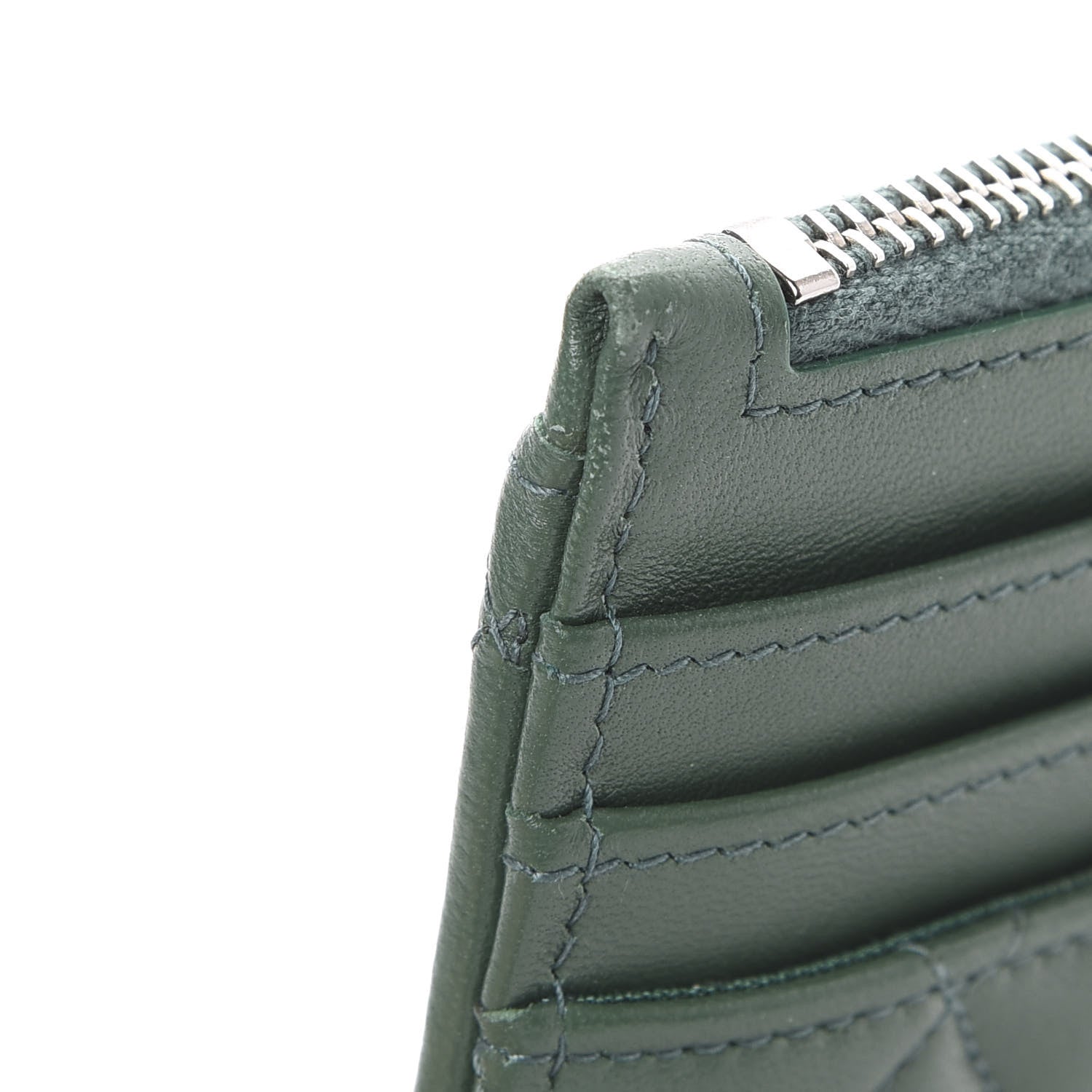 Chanel Lambskin Quilted Zip Card Holder Green 7 of 8