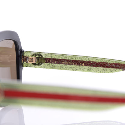 Gucci Acetate Oversize Square Web GG 0036S Sunglasses Black Green 5 of 8