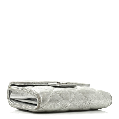 Chanel Metallic Lambskin Quilted Flap Card Holder Wallet Silver 4 of 11
