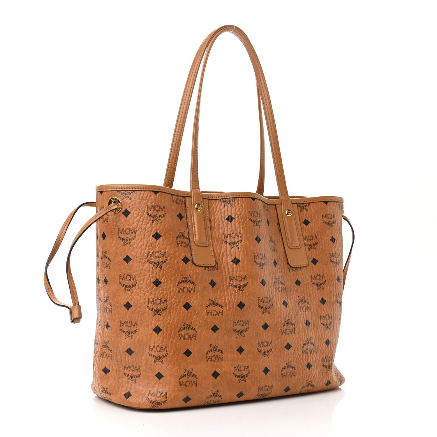 MCM Visetos Medium Project Reversible Shopper Tote Cognac 4 of 15