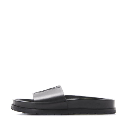 Saint Laurent Calfskin Monogram Jimmy Joan Slide Sandals 37 Black 1 of 8