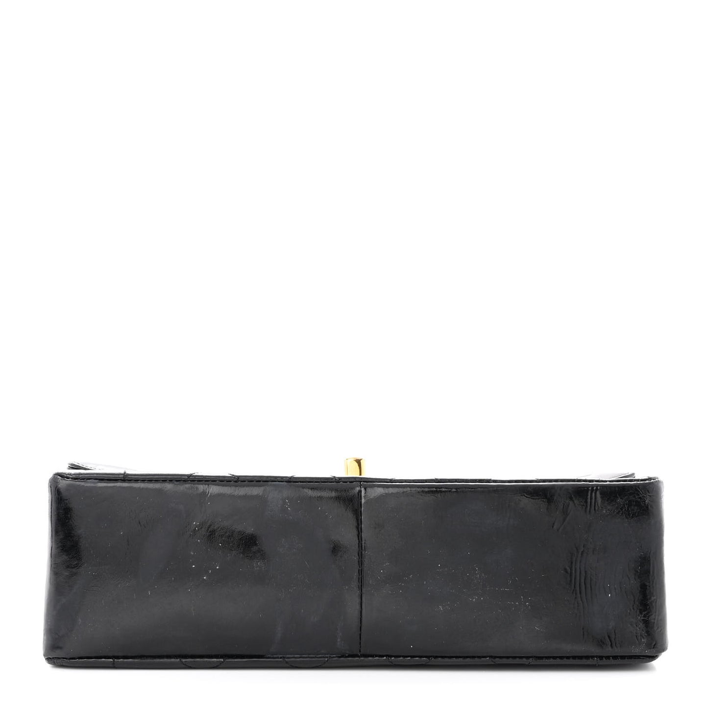 Patent Quilted Small Single Flap Black