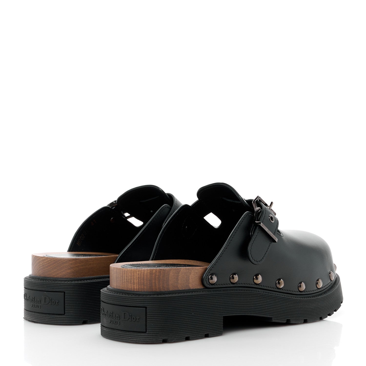 Christian Dior Calfskin Diorquake Buckled Lug Sole 15mm Clogs 41 Black 4 of 10