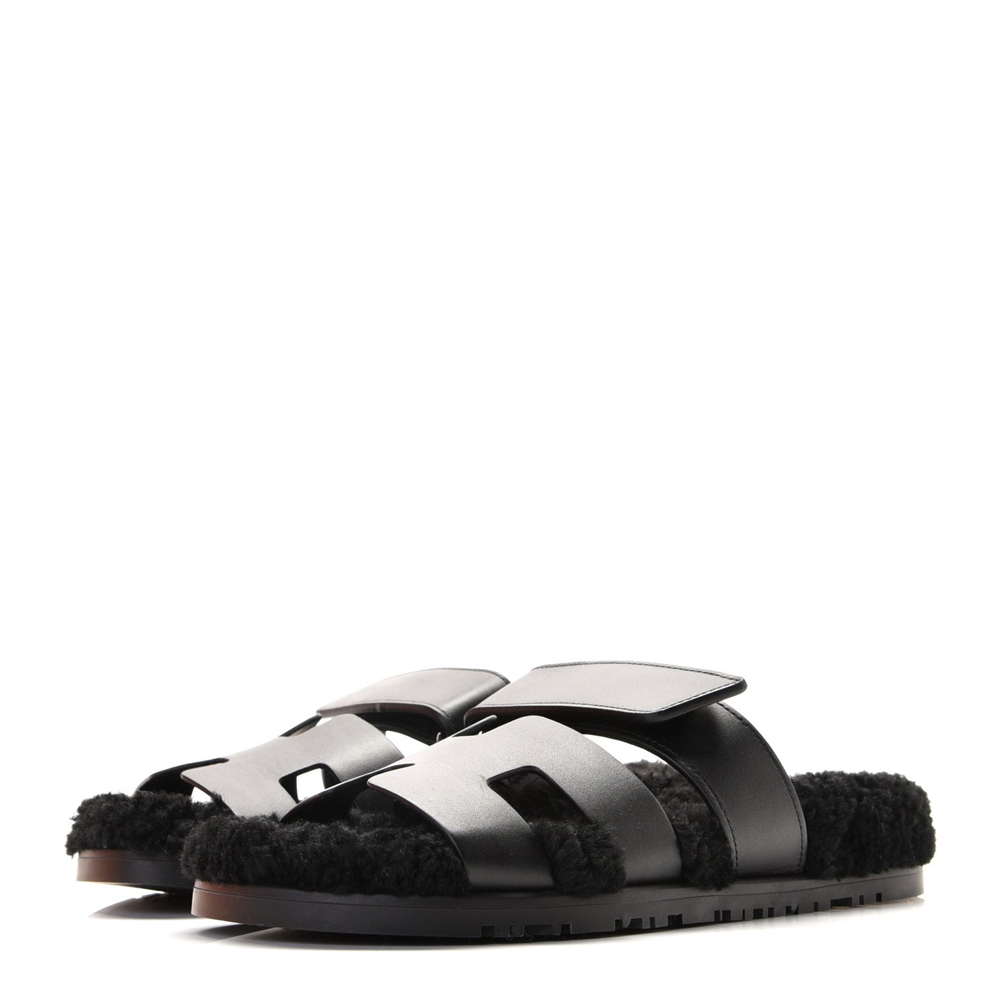 Calfskin Woolskin Womens Chypre Sandals 36 Black