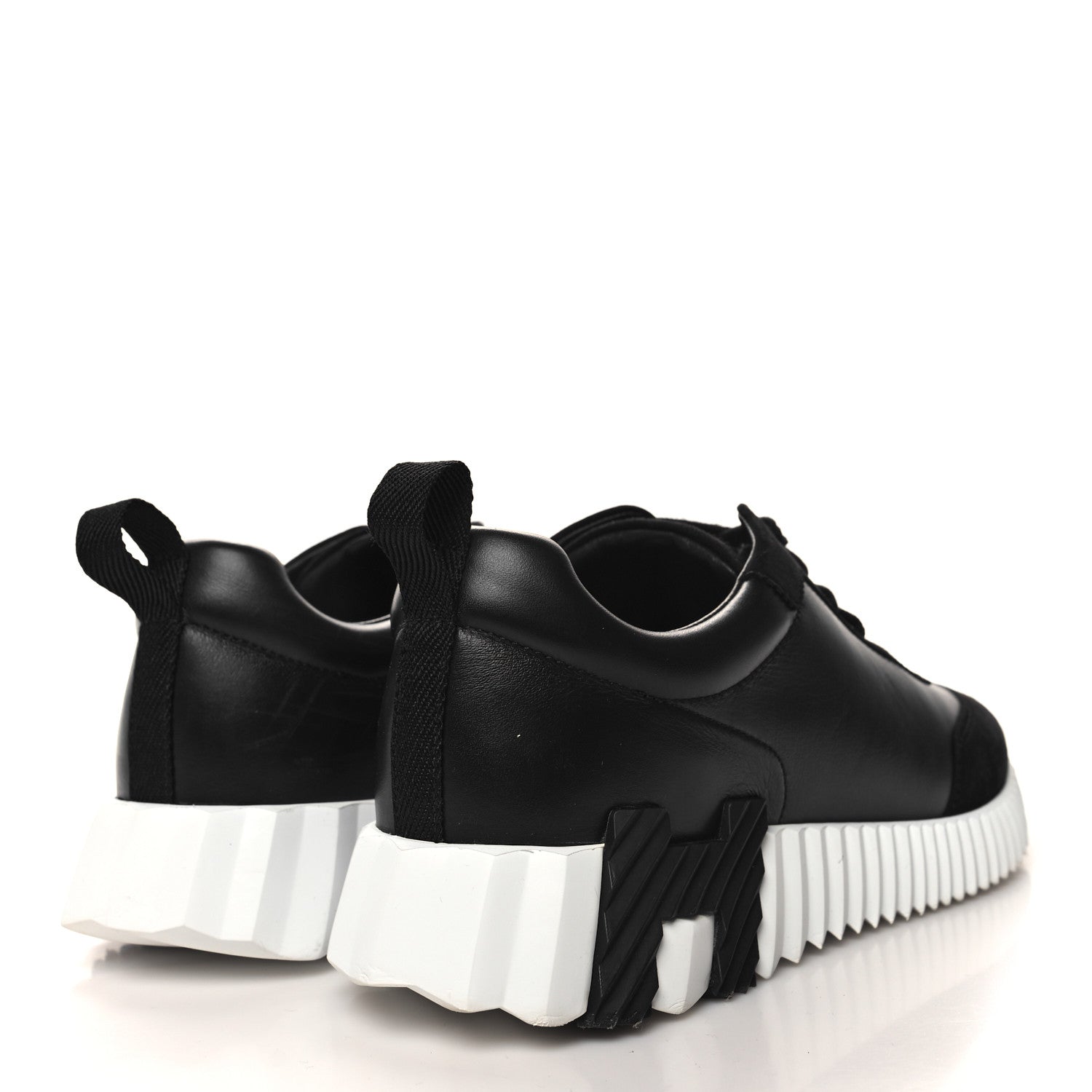 Hermes Calfskin Suede Goatskin Bouncing Sneakers 40 Black 4 of 8