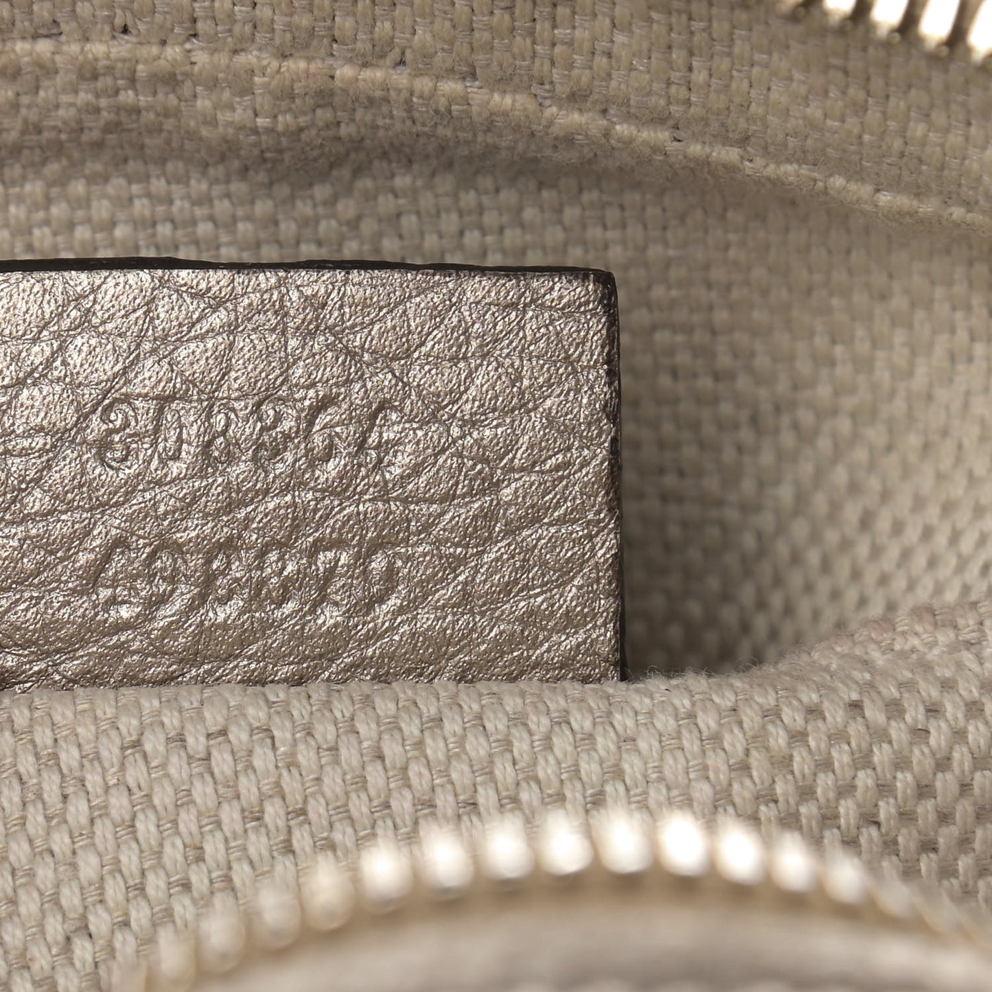Metallic Pebbled Calfskin Small Soho Disco Bag Golden Beige