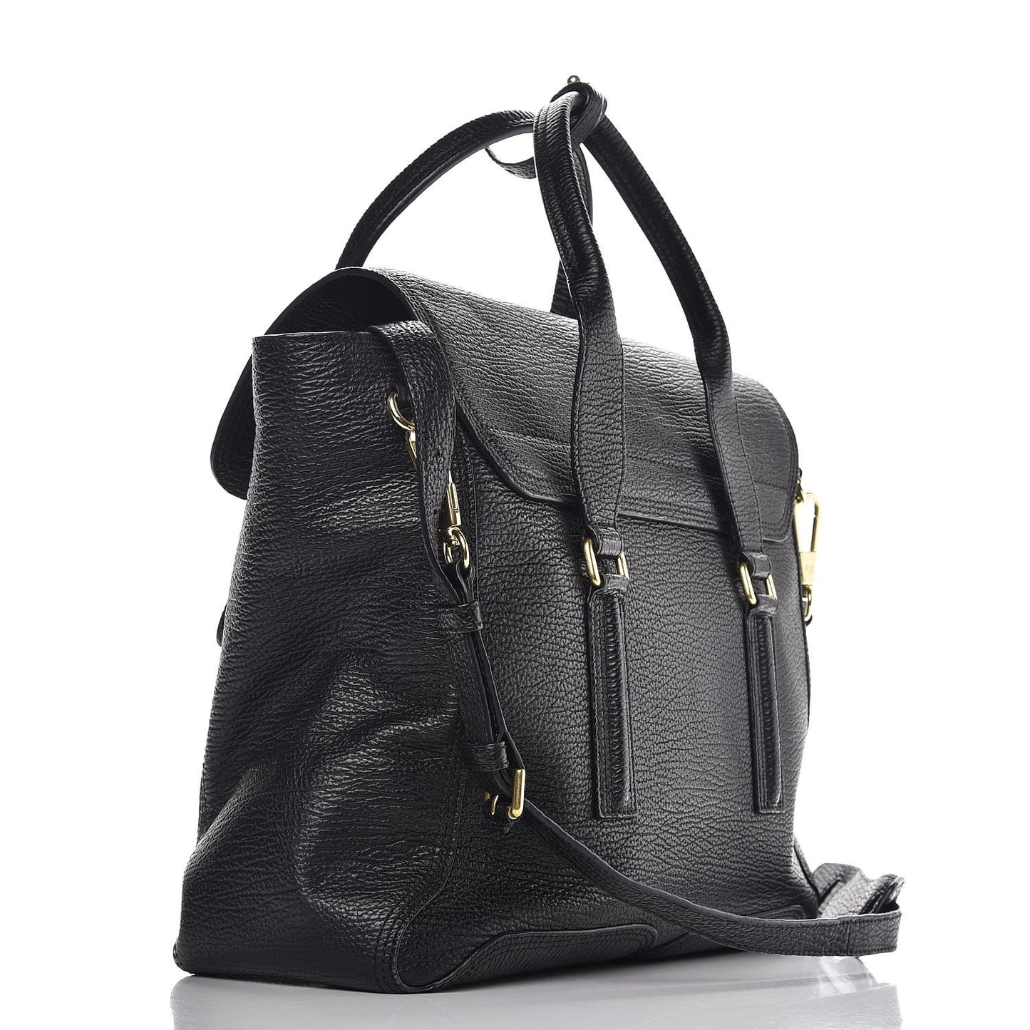 3.1 Textured Calfskin Large Pashli Satchel Black