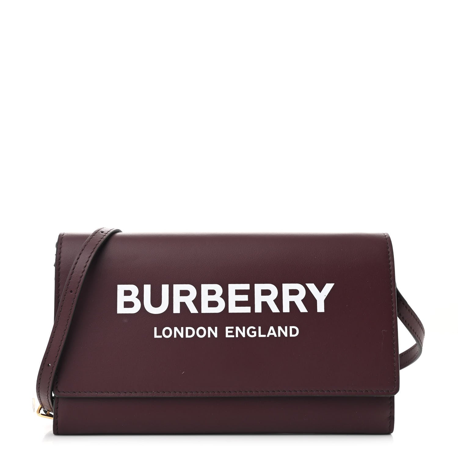 Burberry Calfskin Logo Hazelmere Wallet With Detachable Strap Deep Maroon 1 of 11